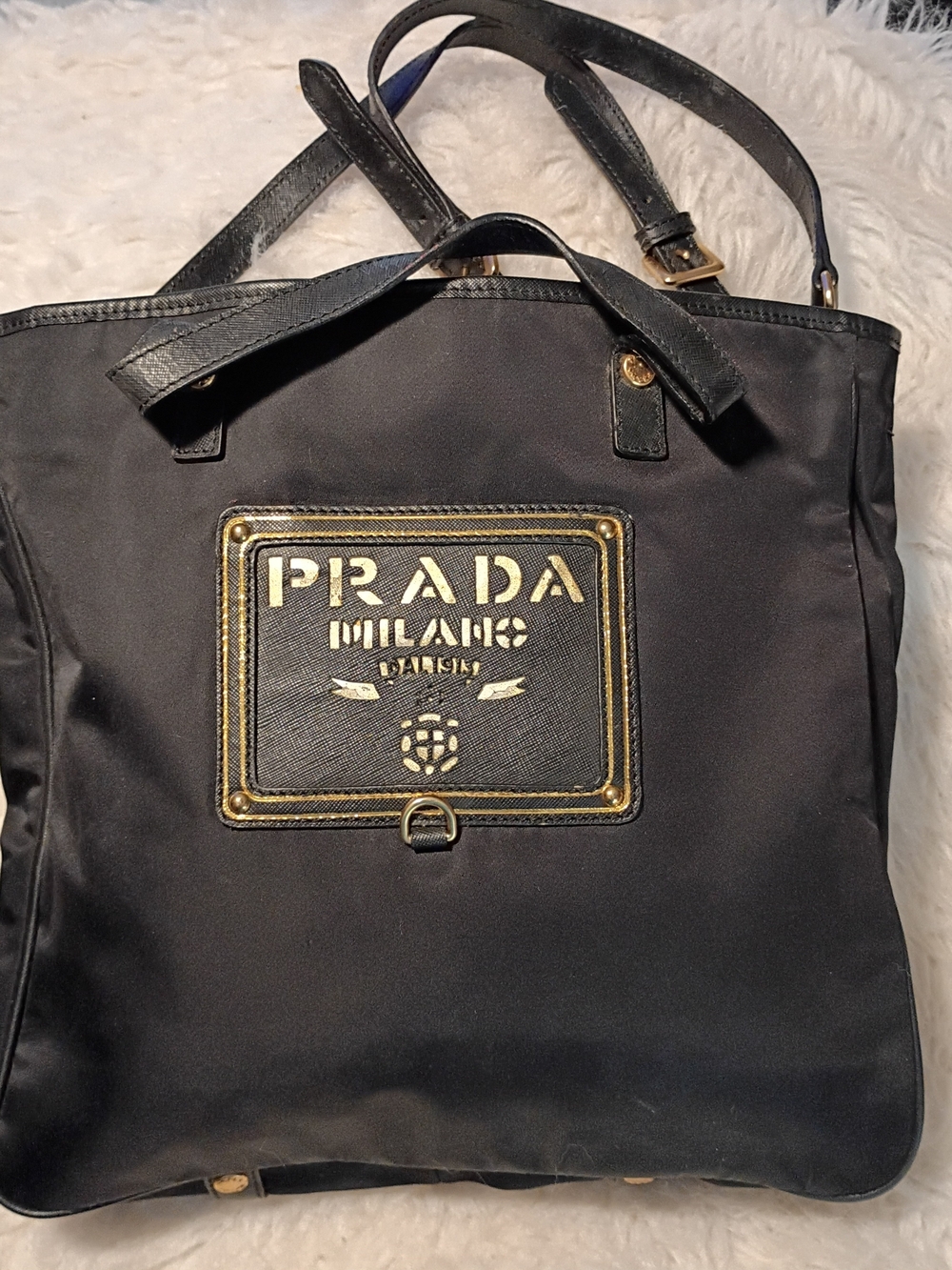 Prada Black Nylon Shoulder Bag with Gold Hardware - Picture 15 of 16